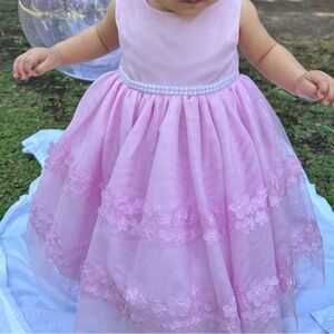 Blueberi Boulevard Pink Dress with Floral Details